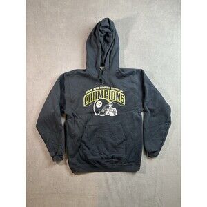 Vtg Reebok Pittsburgh Steelers Hoodie Mens Medium  Black 2008 AFC North Champion